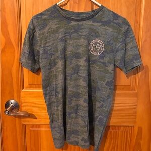 Puppie Love Camo Short Sleeve Tee Shirt With Light Pink Accents